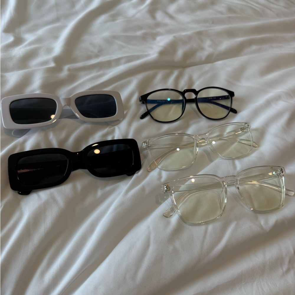 Five Fashionable Eyewear Frames in Black, White, Clear
